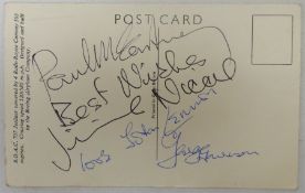 RTV The Beatles - four signatures on the reverse of a B.O.A.C. Rolls-Royce 707 Jetliner postcard