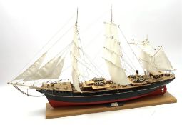 Scale model of the Danish three-masted Training Ship 'Danmark', fully rigged on integral stand L105c