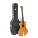 Inlaid acoustic guitar in carrying case