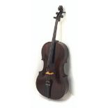 Early 20th century French Mirecourt cello with 76cm two-piece maple back and ribs and spruce top, b