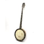 Five-string banjo by Geo. P. Matthew of Birmingham with segmented walnut back and sides, maker's sta