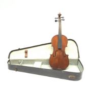 1920s German violin for completion with 36cm two-piece maple back and ribs and spruce top, lacks tai