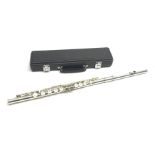 Mistral silver plated three-piece flute, serial no.8048, cased