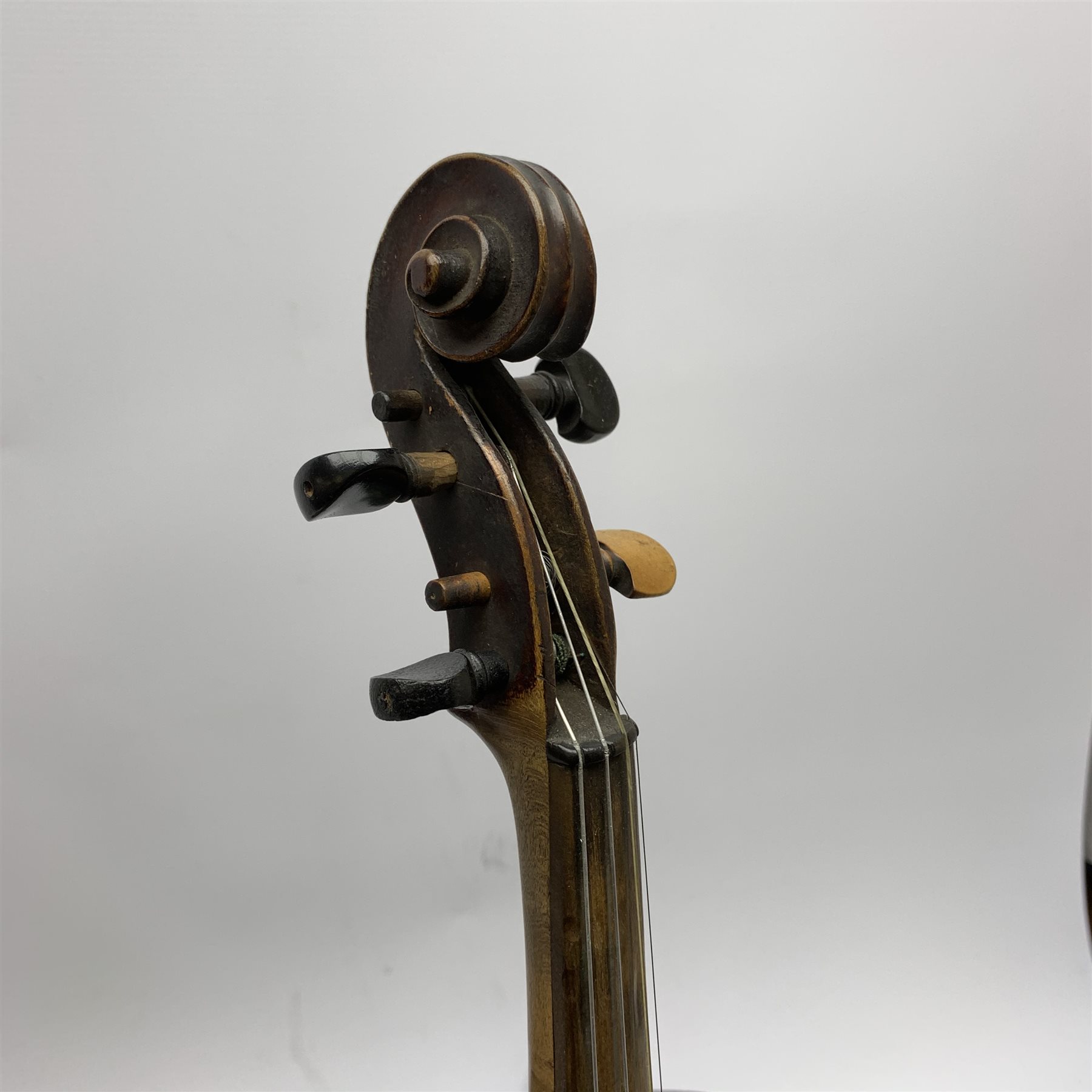 Late 19th/early 20th century violin with 36cm two-piece maple back and ribs and spruce top, stained - Image 2 of 10