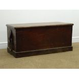 Seaman's camphorwood chest with hinged lid and rope handles, on platform base, stamped W.Cooper Hull