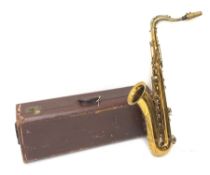 Henri Selmer Paris brass tenor saxophone with lacquered finish and chased decoration, serial no. M6