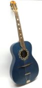 Blue painted acoustic guitar, bears label 'Catania Carmelo', serial no.36431, L103CM