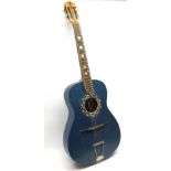 Blue painted acoustic guitar, bears label 'Catania Carmelo', serial no.36431, L103CM