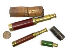 Victorian military brass and walnut cased three-draw telescope inscribed Ellott (sic) Brothers 56 St