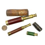 Victorian military brass and walnut cased three-draw telescope inscribed Ellott (sic) Brothers 56 St