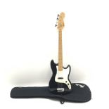 Fender Squier Bronco Affinity Series electric bass guitar, in black and white, serial no. IC0211074