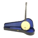 Windsor Popular Model 3 five-string banjo, impressed mark and maker's label and retailer's plaque f