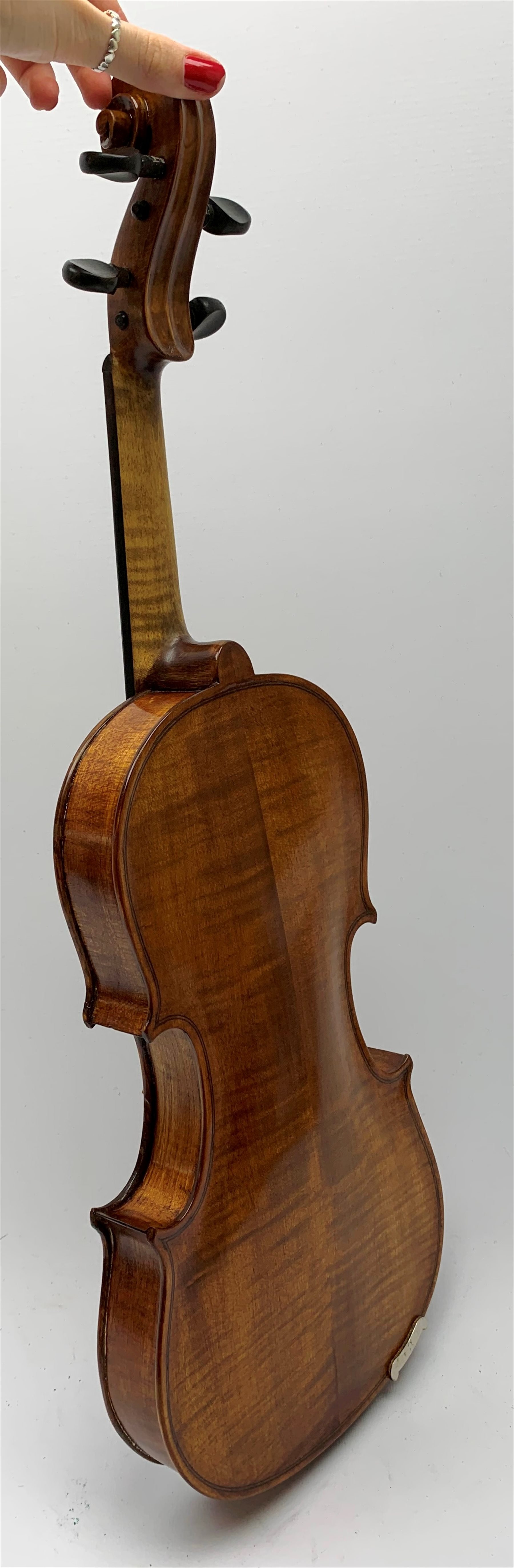 German Saxony violin c1890 with 35.5cm two-piece maple back and spruce top, L59.5cm overall, in car - Image 6 of 10