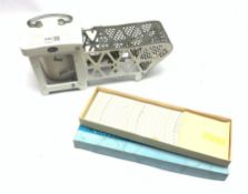 Mid-20th century barograph in white enamelled metal case labelled Casella London L36cm, with box of