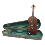 Late 19th/early 20th century violin with baroque style short neck, 35.5cm one-piece maple back and r