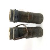 Pair of early 19th century ship's cannon charge carriers, each of ribbed tubular form, made from cor