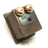 Telephone bell set with hand cranked generator in wall mounting wooden case, impressed No.20.GPO.053