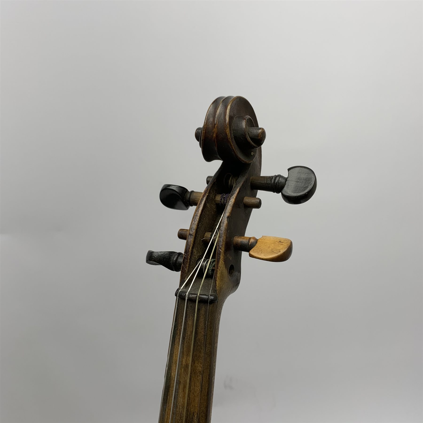 Late 19th/early 20th century violin with 36cm two-piece maple back and ribs and spruce top, stained - Image 3 of 10