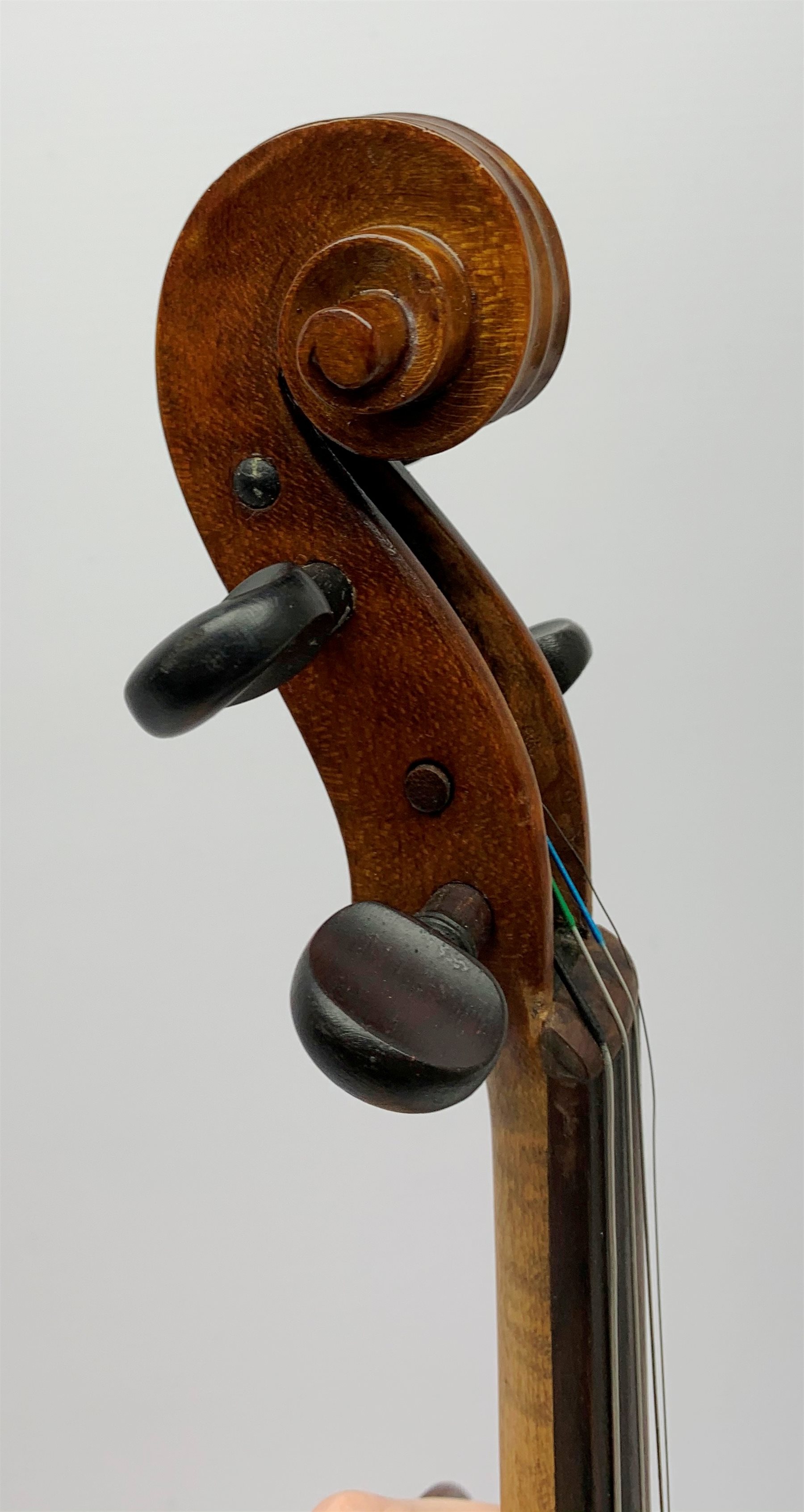 German Saxony violin c1890 with 35.5cm two-piece maple back and spruce top, L59.5cm overall, in car - Image 8 of 10