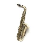 Jacques Albert Fils Saxosolophone silver-plated brass alto saxophone, serial no.517, L64cm, with mou