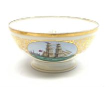 19th century Elsinore porcelain bowl decorated with an oval cartouche depicting an English Schnooer