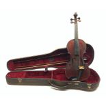 Late 19th/early 20th century violin, with 36cm two-piece maple back and ribs and spruce top, bears