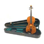 Late 19th century violin with 36cm maple back and spruce top, bears label 'Copy George Klotz Made i