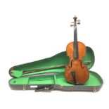 Early 20th century German violin with 36cm two-piece maple back and ribs and spruce top, 61cm overal