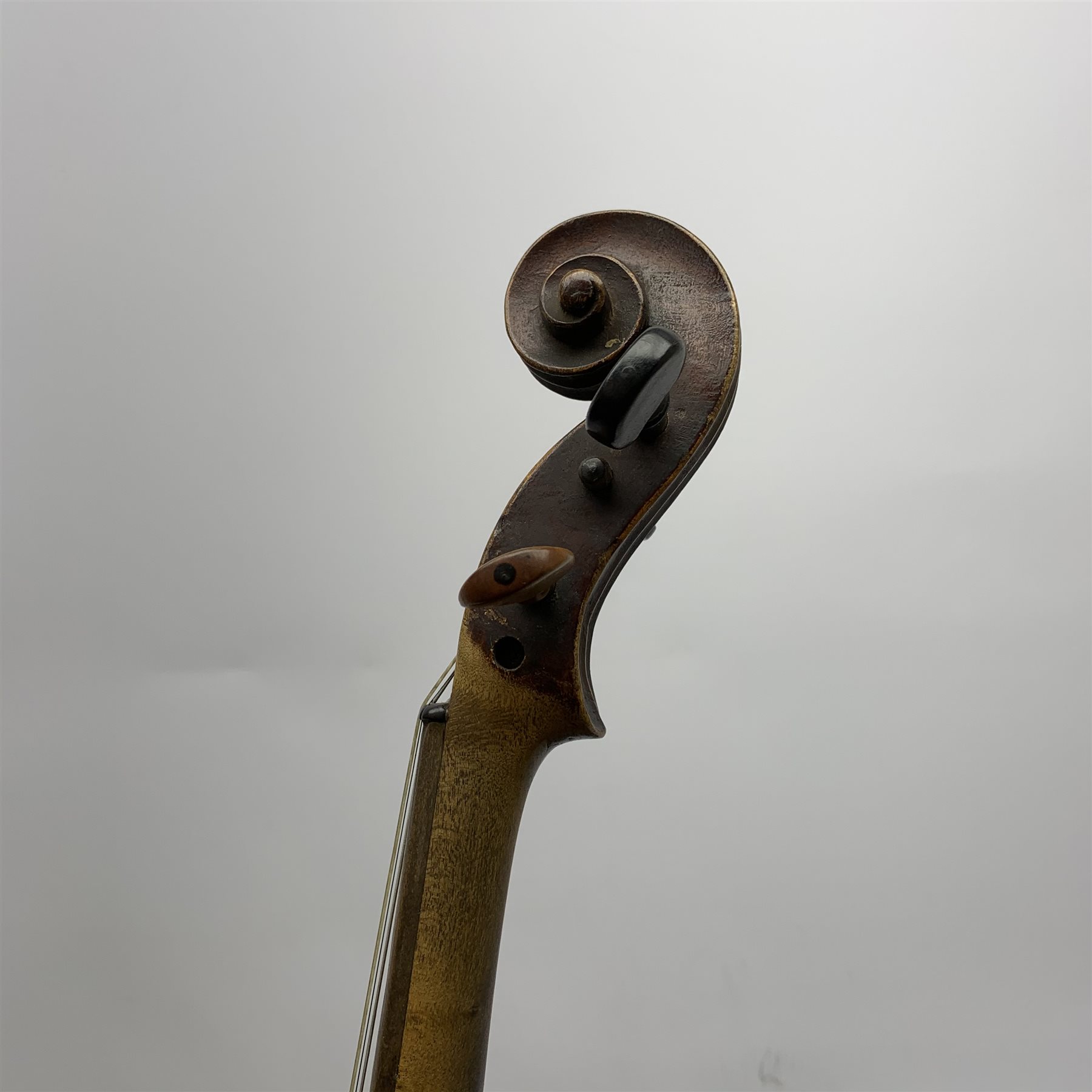 Late 19th/early 20th century violin with 36cm two-piece maple back and ribs and spruce top, stained - Image 4 of 10