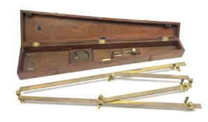 Early 19th century brass pantograph inscribed Buckley Dublin, with six turned ivory wheels, detachab