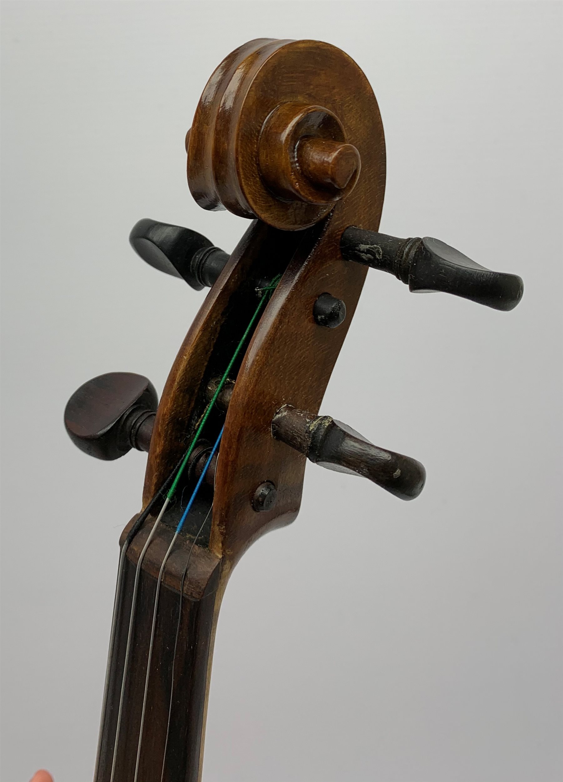 German Saxony violin c1890 with 35.5cm two-piece maple back and spruce top, L59.5cm overall, in car - Image 10 of 10