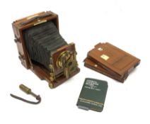 Lancaster Camera - mahogany and brass cased, 'The 1901 Instantograph Patent', lens with see-saw shut