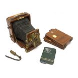 Lancaster Camera - mahogany and brass cased, 'The 1901 Instantograph Patent', lens with see-saw shut