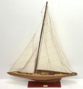 Bespoke Oak Furniture model of a 1930s J Class Americas Cup Challenger sailing yacht with mahogany h
