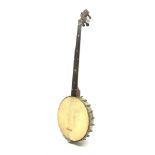 J E Brewster London Universal Favourite fretless banjo with inlaid fingerboard, impressed maker's ma
