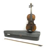 Late 19th/early 20th century violin with 36cm one-piece maple back and ribs and spruce top, bears la