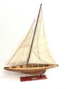 Bespoke Oak Furniture model of a 1930s J Class Americas Cup Challenger sailing yacht with mahogany h