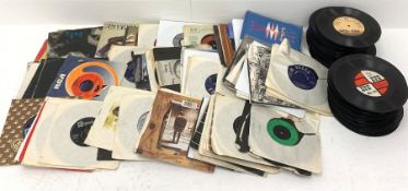 Over two hundred 45rpm records from the 1960s/70s/80s, approximately one hundred without sleeves, in