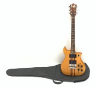 Kawai blond elm and mahogany electric guitar, L100cm, in soft carrying case