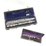 Gemeinhardt Elkhart silver plated three-piece flute serial no. 310152 L67cm and Martin Fres. Paris