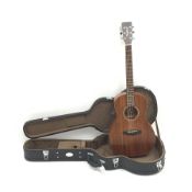 Tanglewood Model TW3E mahogany cased semi-acoustic six-string guitar, serial no.YU160100484, L103cm