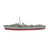 Large scale model of the Destroyer Javelin F61 painted in battle colours, with plans, L178cm, W22cm,