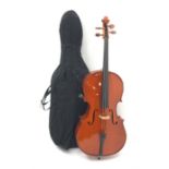 Great 4 Music student three-quarter size cello with 69cm two-piece back and spruce top, bears label