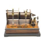 Victorian induction coil by John Browning 63 Strand London, on walnut and ebonised base with maker's