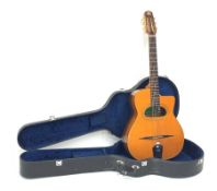 Takeharu MR-302 acoustic guitar by Kiso Suzuki, in carrying case