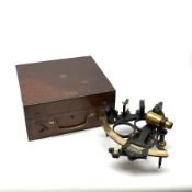 Mid-20th century Heath & Co Hezzanith sextant with black crackled framework and bakolite handle, the