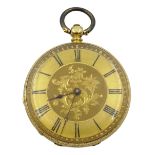 Continental gold ladies pocket watch, the movement stamped D Jaccard, the case stamped 18K