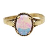 9ct gold single stone opal ring, hallmarked