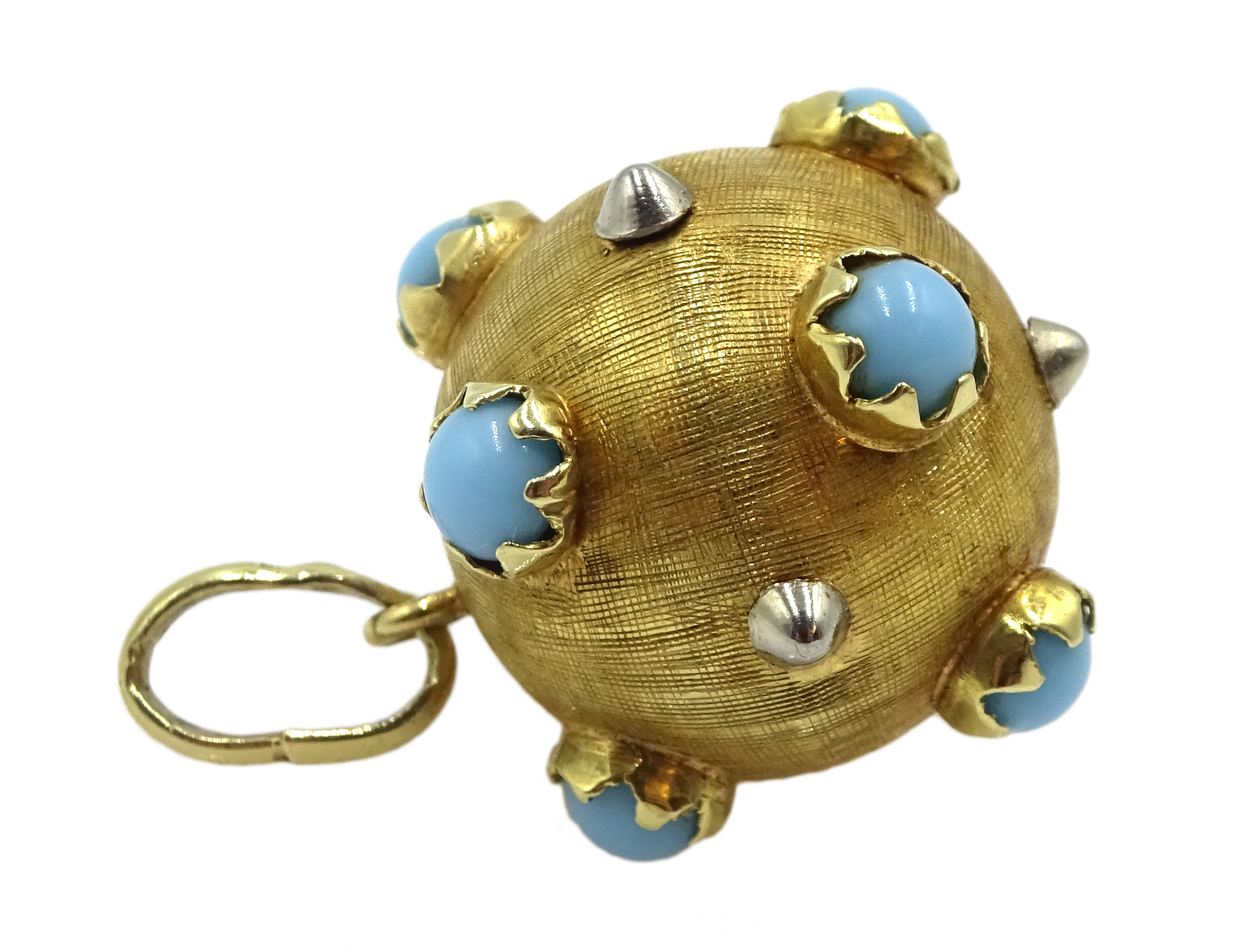 14ct gold turquoise ball pendant, stamped 585 - Image 3 of 3