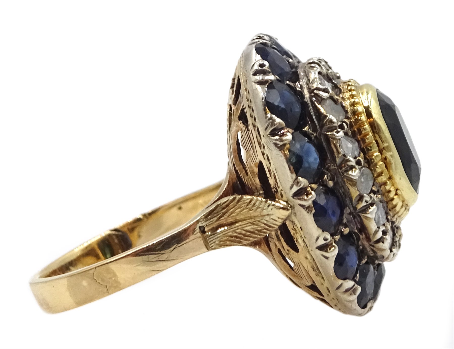 18ct gold sapphire and diamond oval cluster ring - Image 4 of 9